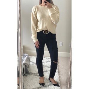 H&M cream crew neck sweater XS